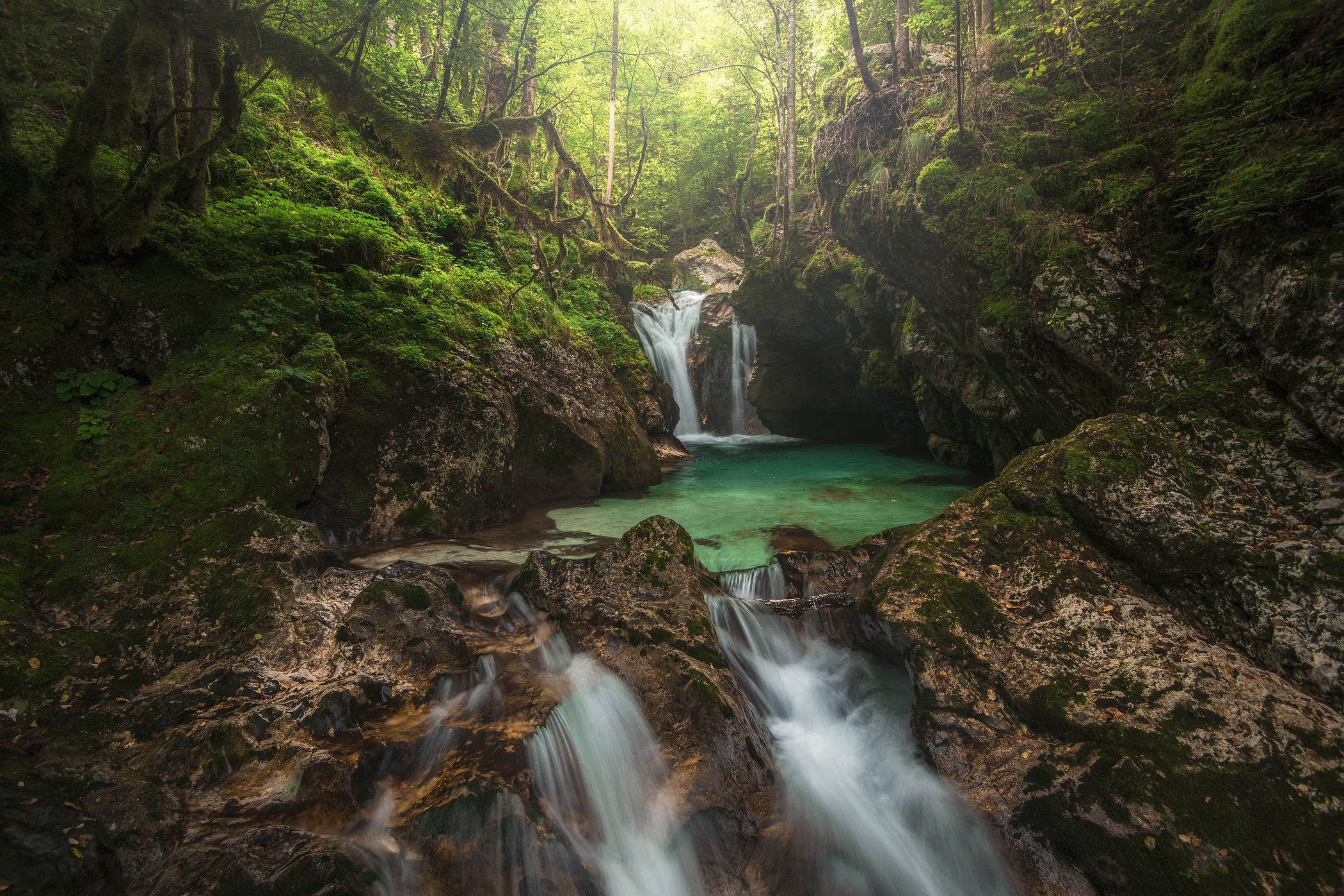 Šunikov vodni gaj - main waterfall, Slovenia
