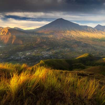 View from Pergasingan Hill - Rinjani volcano, Indonesia