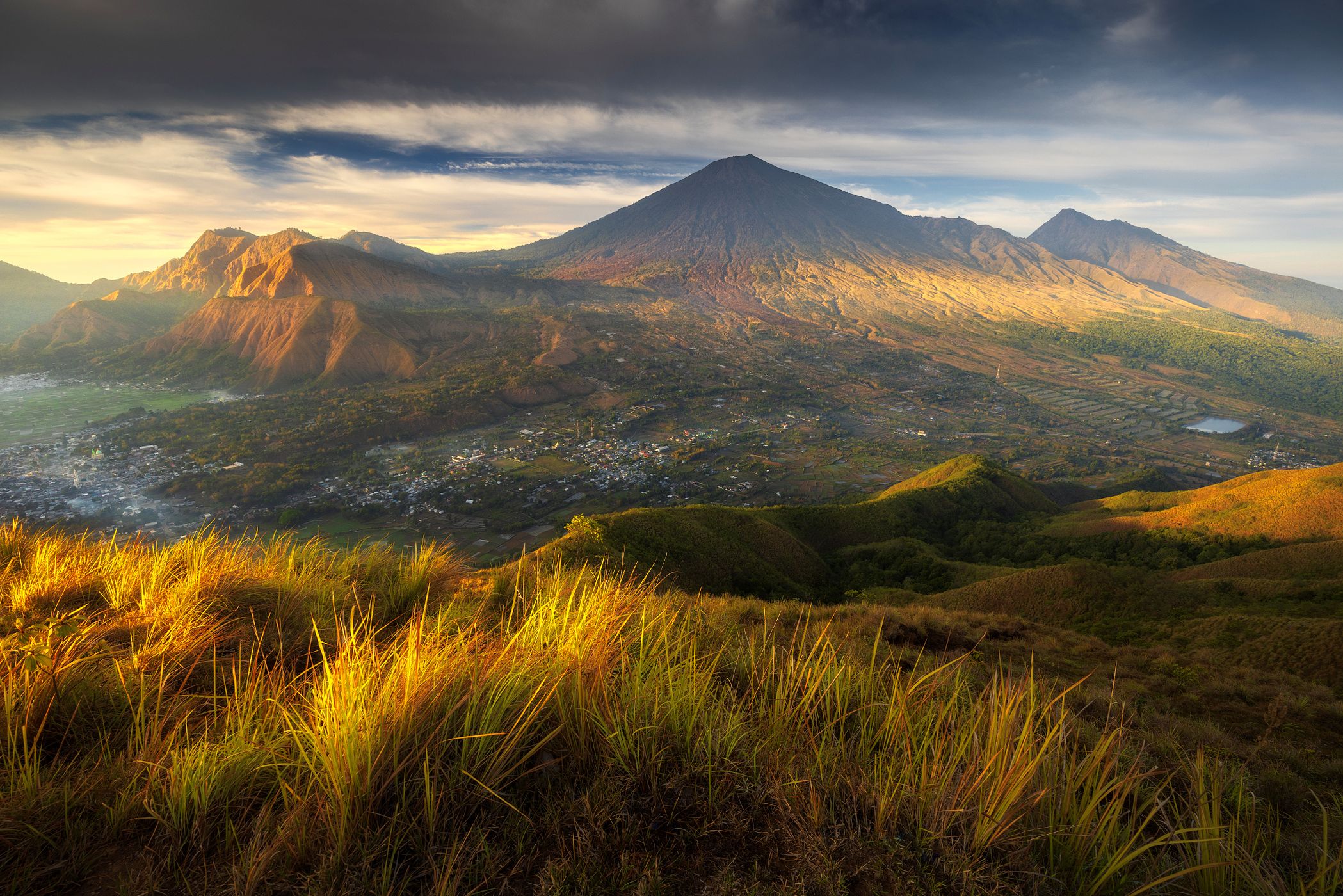 View from Pergasingan Hill - Rinjani volcano, Indonesia