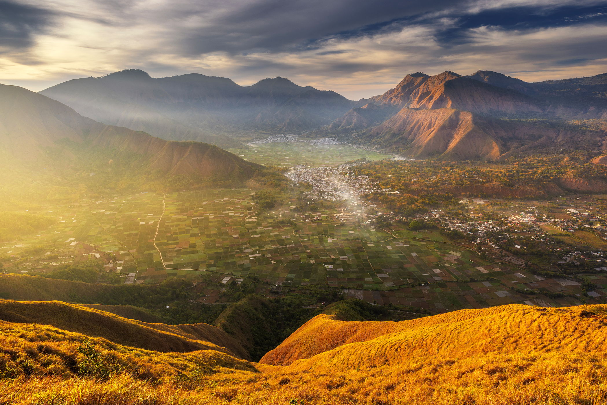 View from Pergasingan Hill - Rinjani volcano, Indonesia