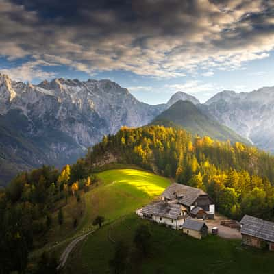 View of Kamnik Alps from Sločava road, Slovenia