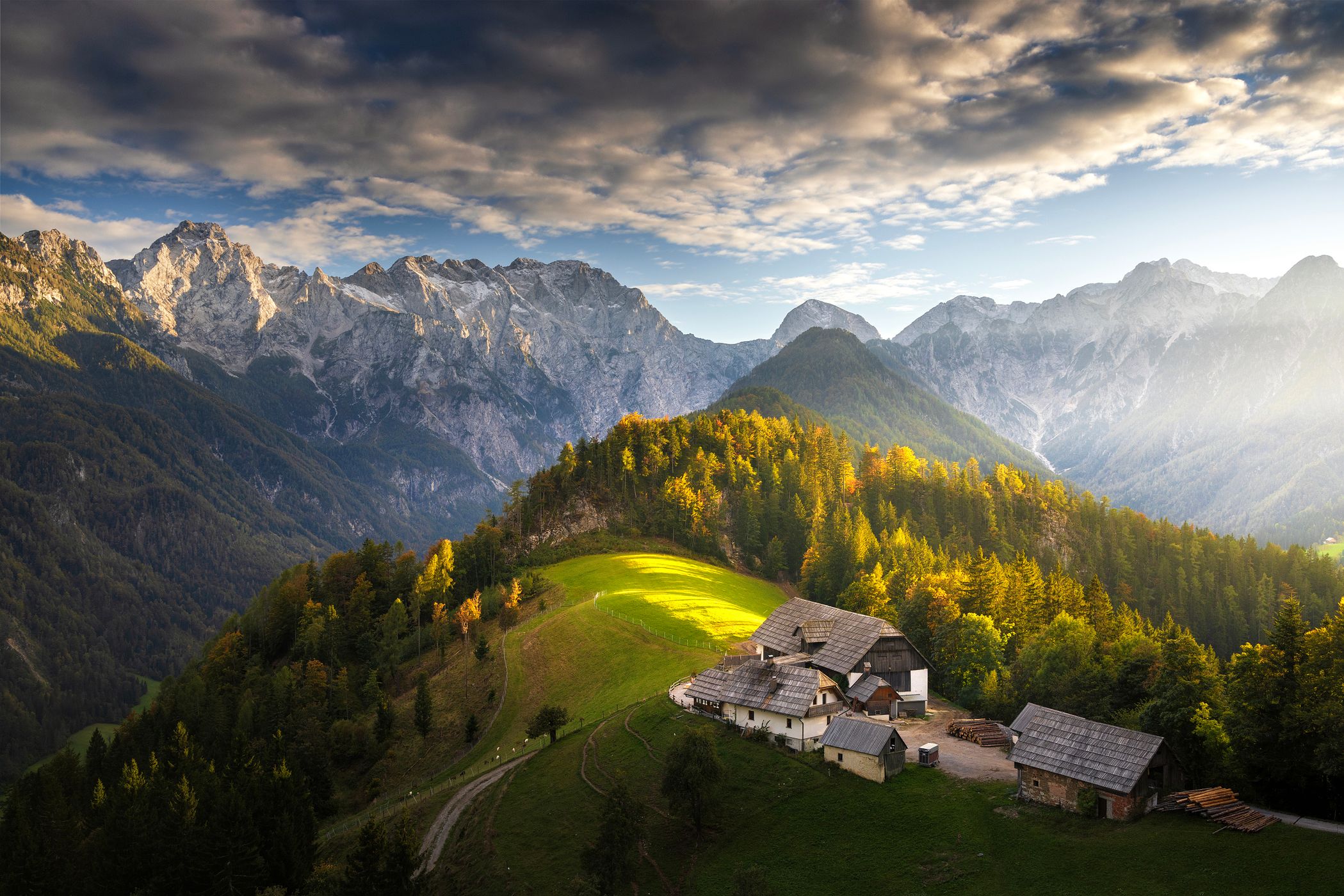 View of Kamnik Alps from Sločava road, Slovenia