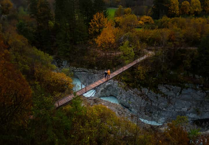 Suspension Bridge Over Great Soča Gorge