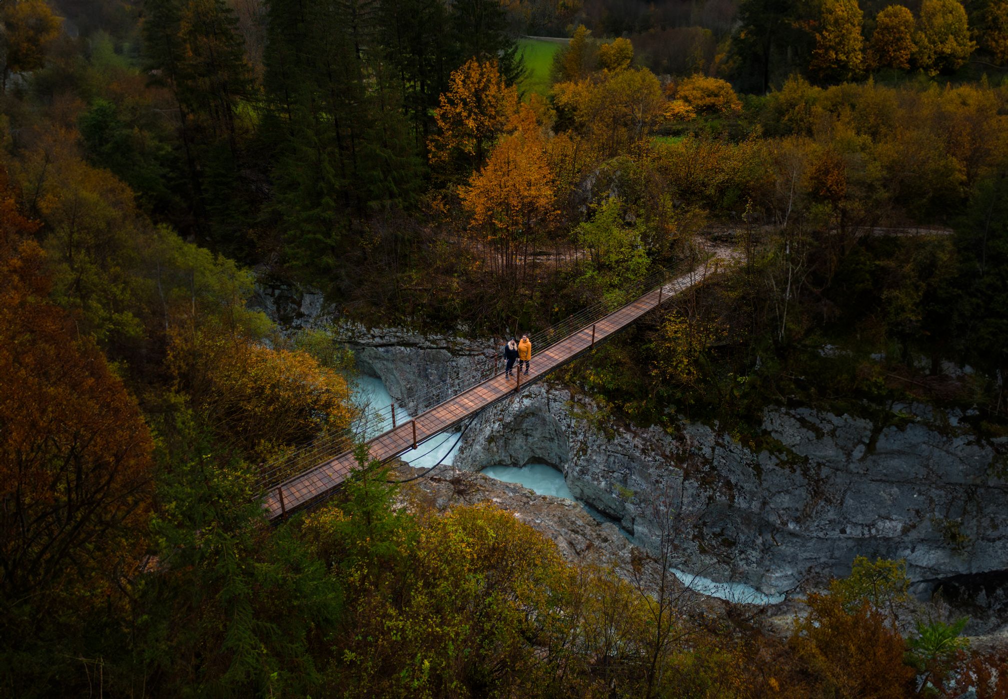 Suspension Bridge Over Great Soča Gorge, Slovenia