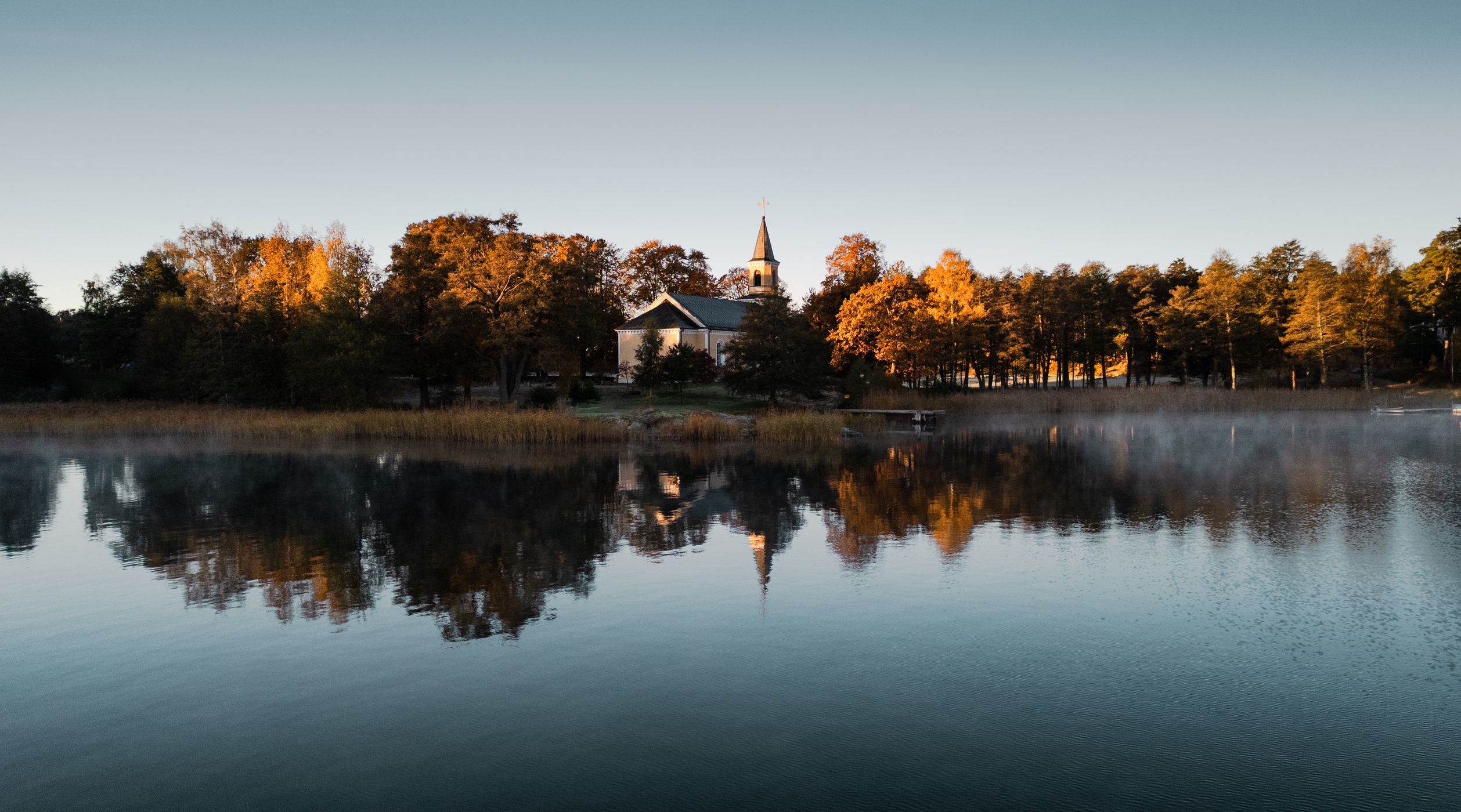 Church Shot from Above The Lake Utö, Sweden