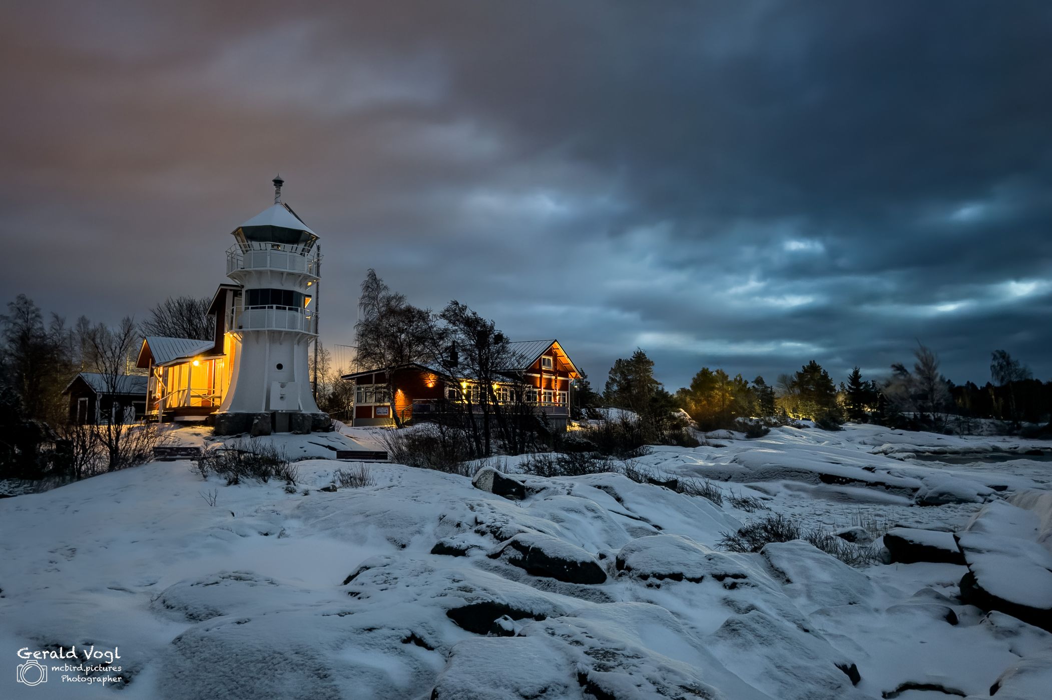 Kallo Lighthouse and rocky coast, Finland