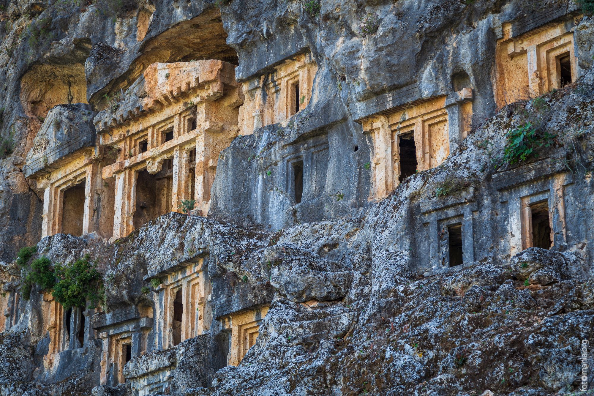 Lycian rock tombs at Pinara ancient town, Turkey (Türkiye)