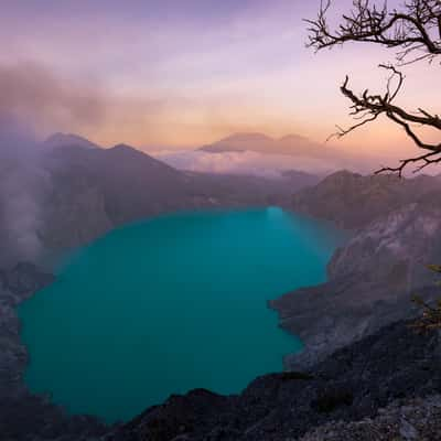 On the crater rim of Mount Ijen, Indonesia