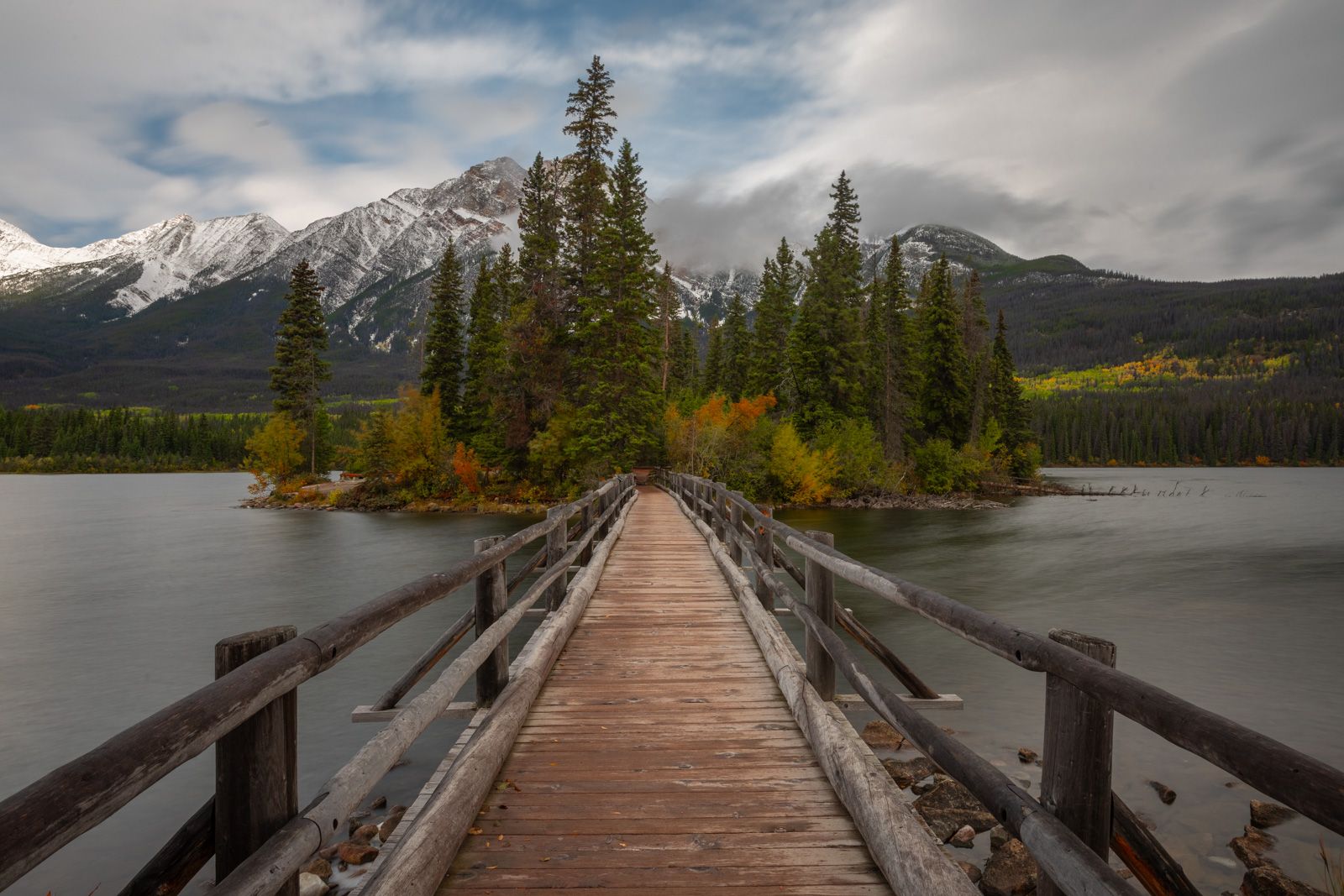 Pyramid Island view with Bridge, Canada