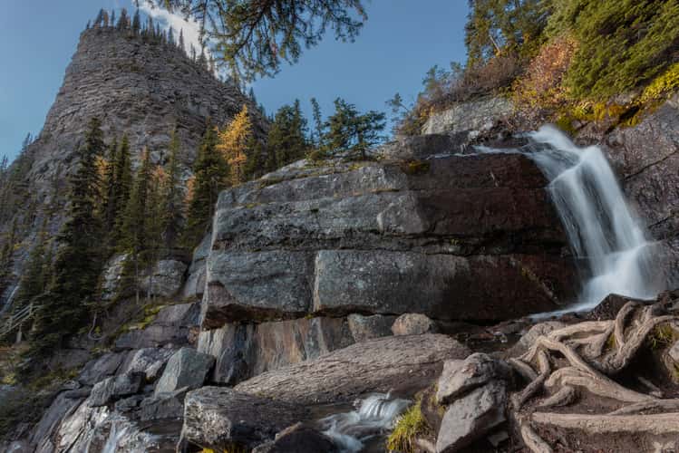 Small waterfall from Lake Agnes
