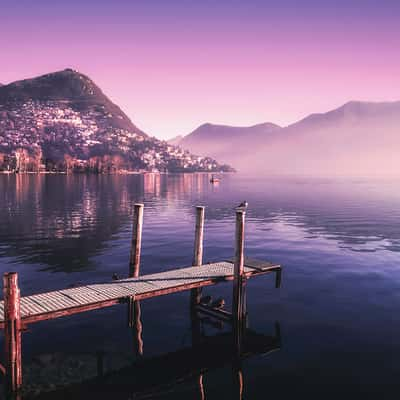 the lake of Lugano (CH) from Lavena and Porto Ceresio (IT), Italy