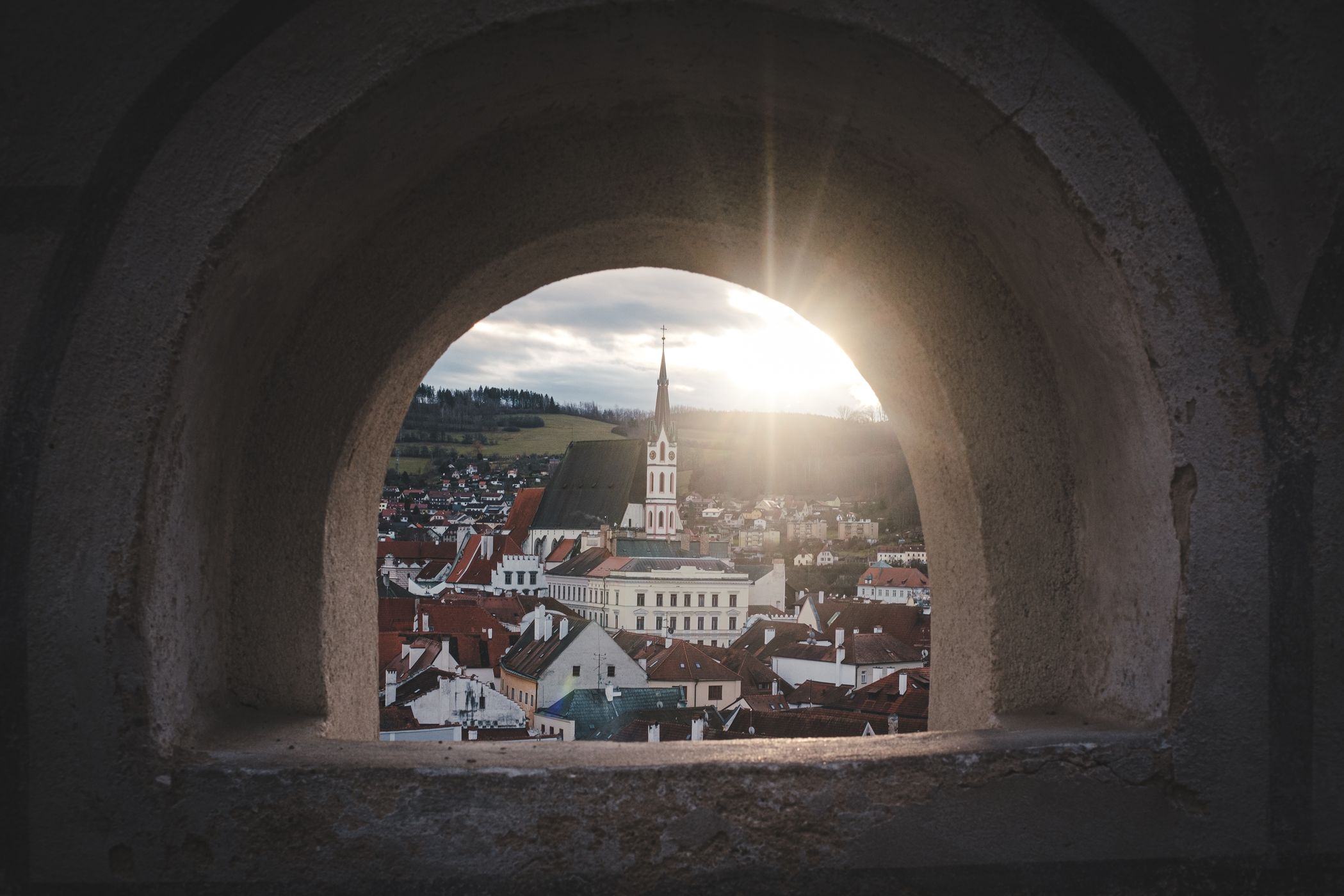 View from State Castle and Chateau Český Krumlov, Czech Republic