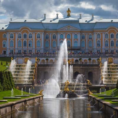 View to Peterhof palace from Samsonovskiy Kanal, Russian Federation