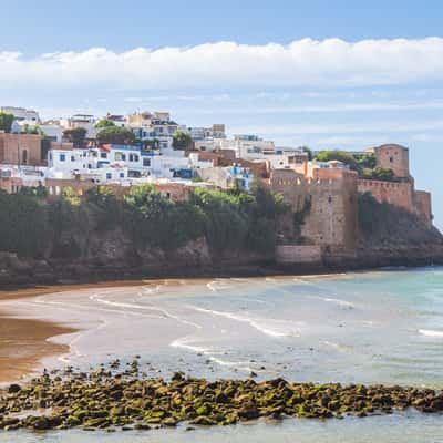 View to Rabat medina from Plage du Bouregreg, Morocco