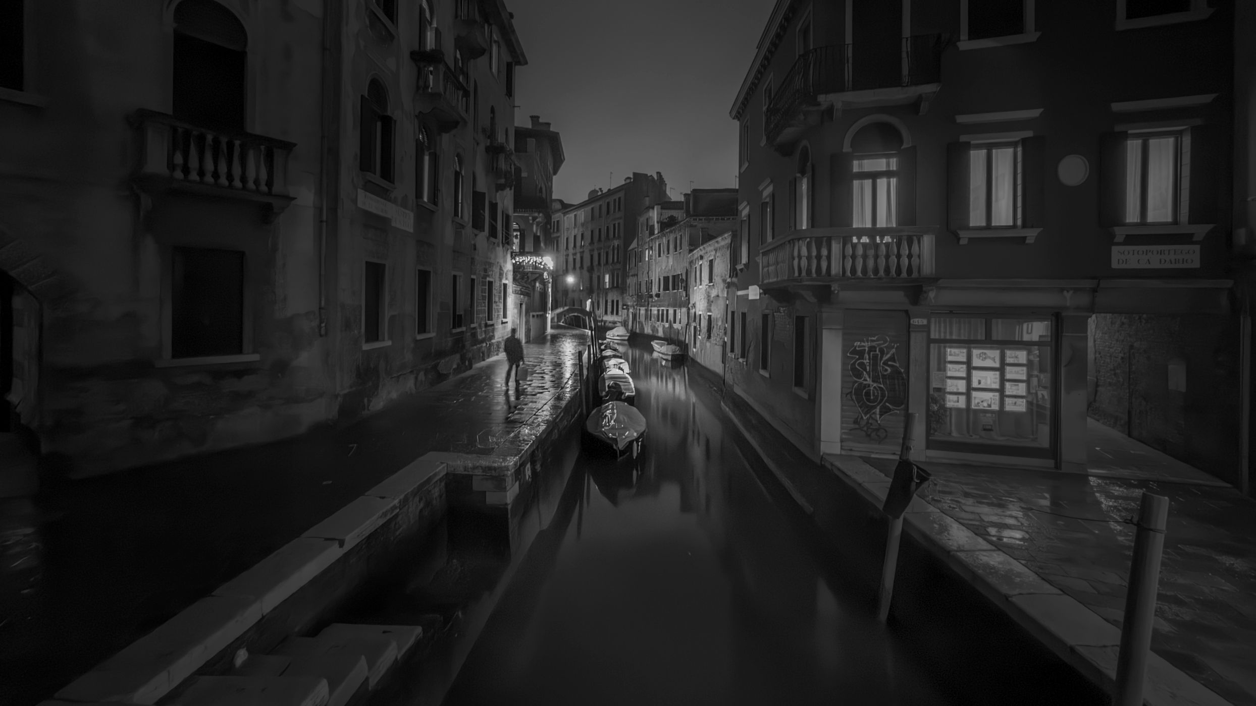 Walking alone through Venice., Italy