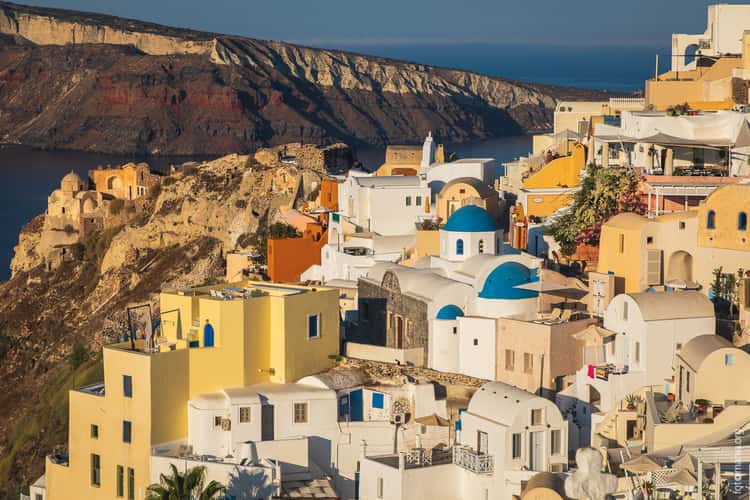 3 Blue Domes In Oia