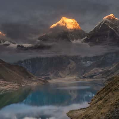 Carhuacocha lagoon at sunrise, Peru