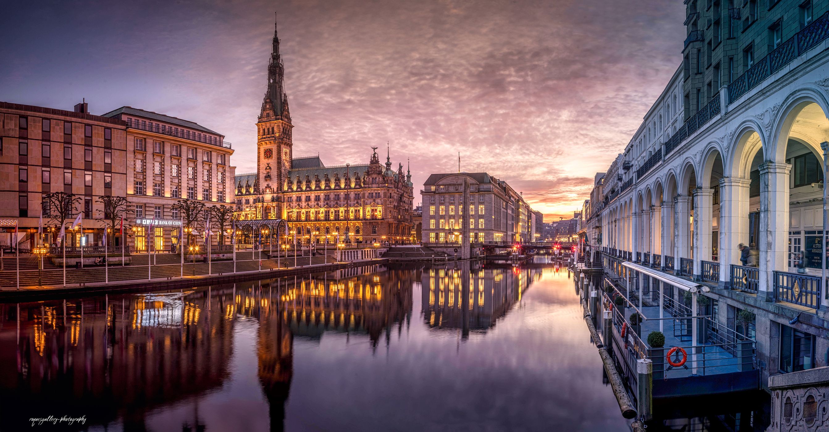 Hamburg Cityhall from Jungfernstieg, Germany