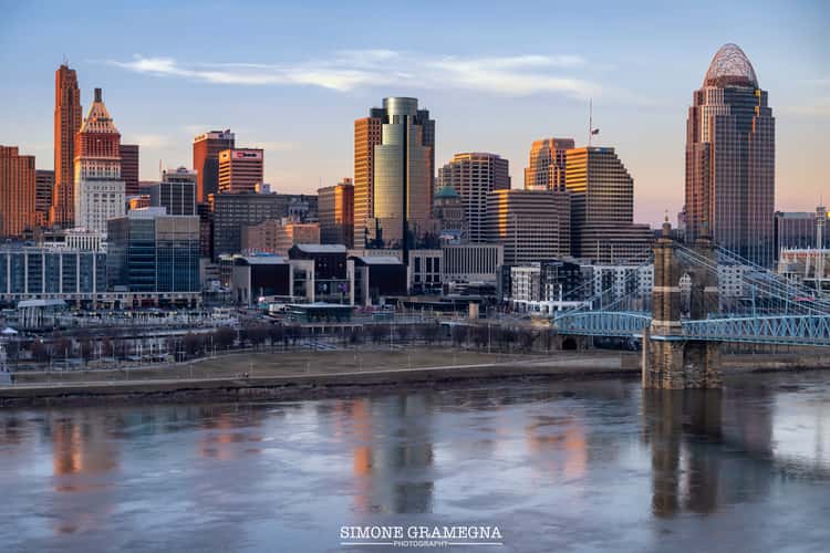 John A. Roebling Suspension Bridge & Cincinnati Skyline