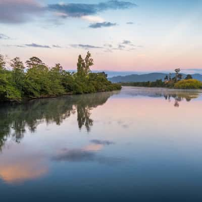 Looking West from the Horotiu Bridge, Waikato, Hamilton, New Zealand