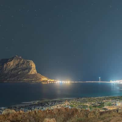 Monemvasia island from a parking spot near Gefira, Greece