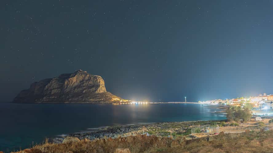 Monemvasia island from a parking spot near Gefira