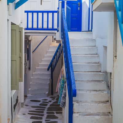 On the streets of Mykonos Chora, Greece