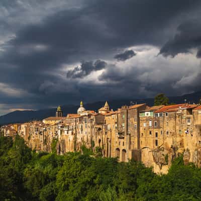 Panoramic view to Sant'Agata de' Goti town, Italy
