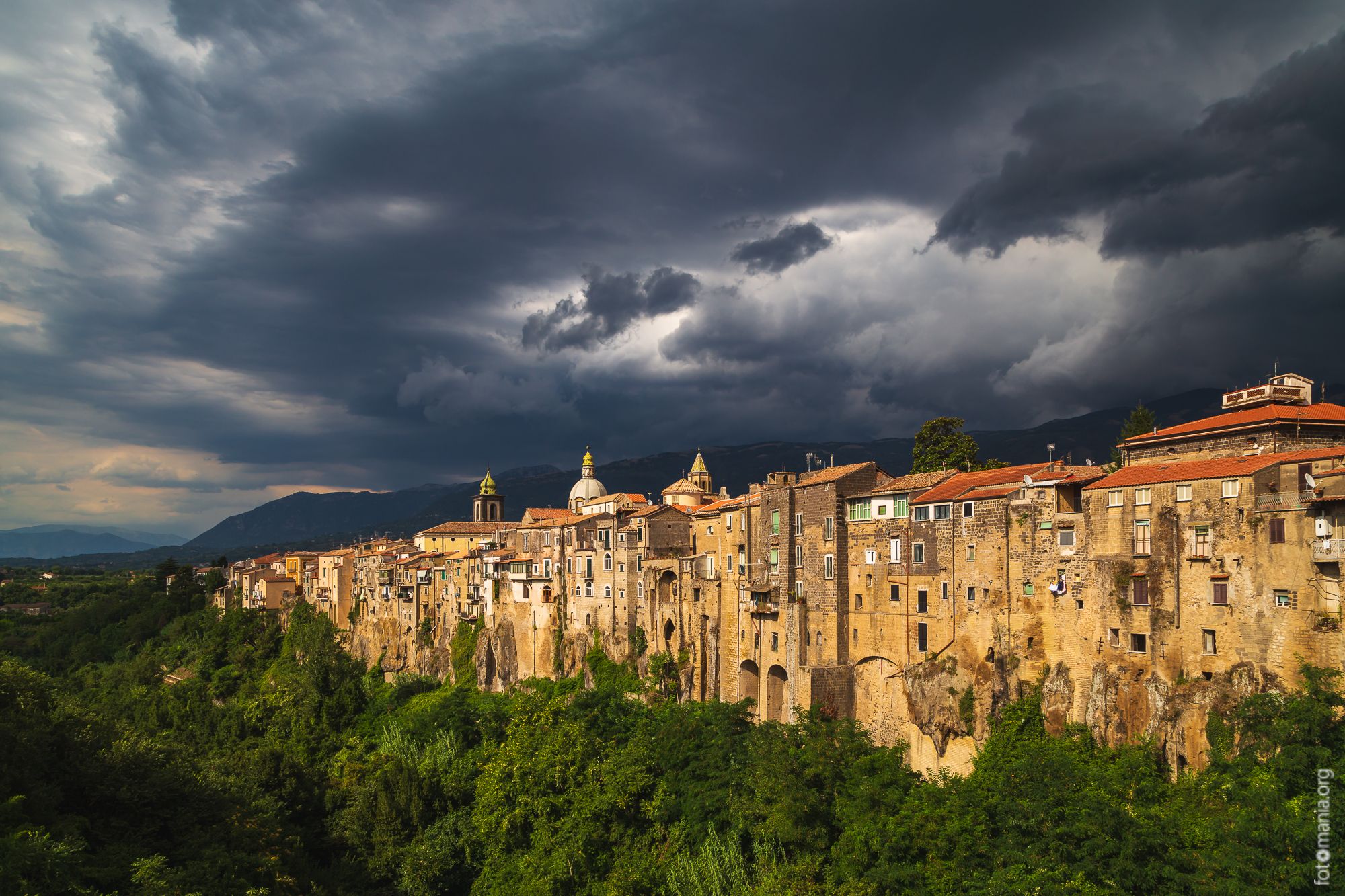 Panoramic view to Sant'Agata de' Goti town, Italy