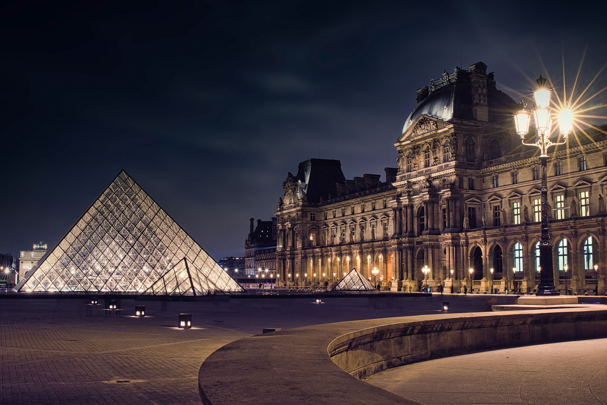 Paris Louvre at Night, France