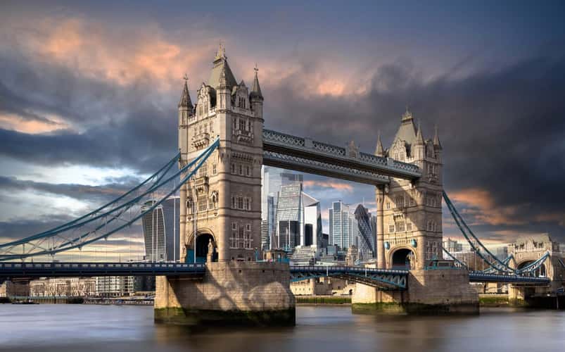 Tower Bridge and The Gherkin, London