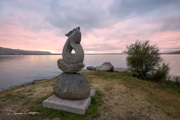 Sculpture banks of Lake Rotorua, Rotorua, North Island