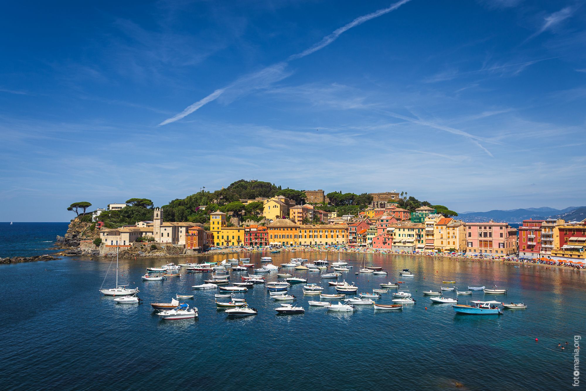 Sestri Levante harbor and beach, Italy