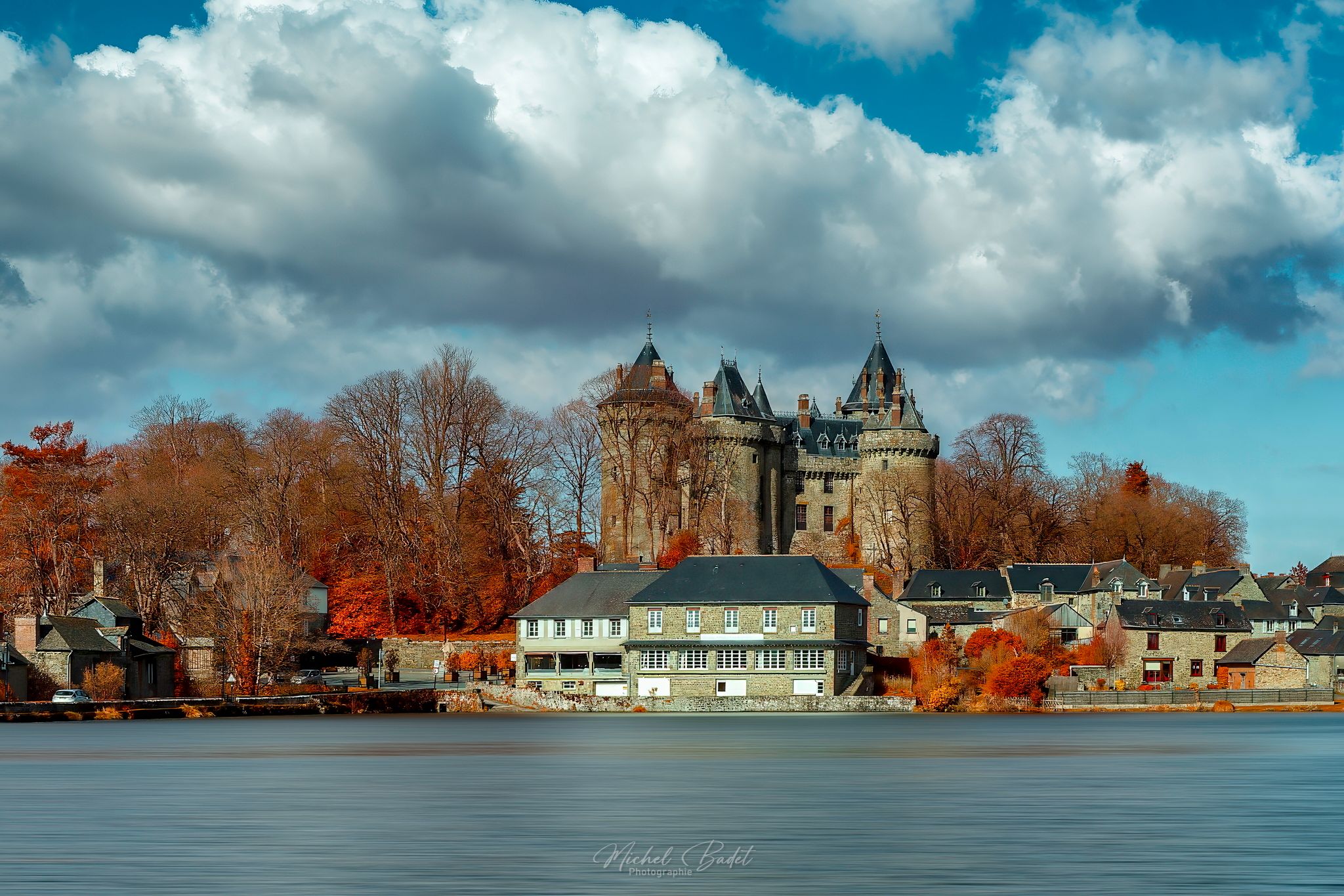 The castle of Combourg and the pond, France
