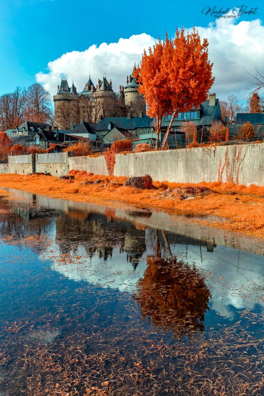The castle of Combourg and the pond, France
