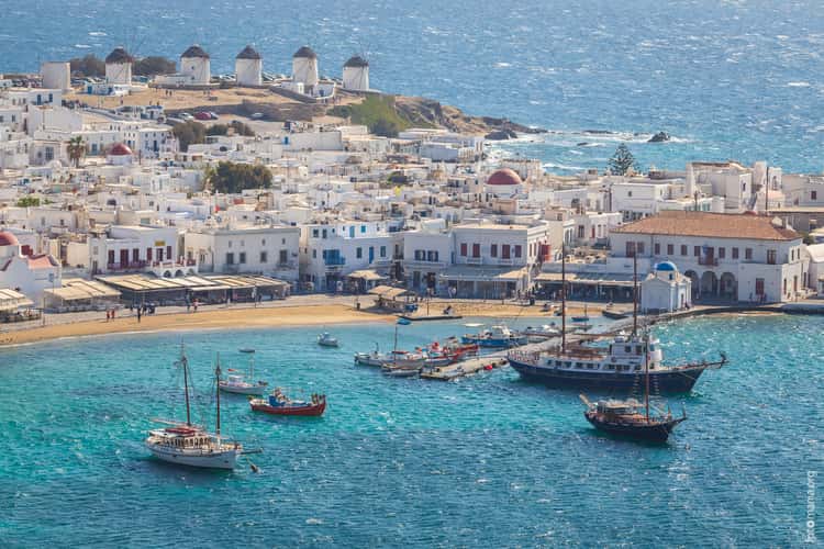 View to Mykonos Chora from above