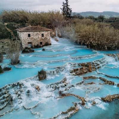Cascate del Mulino Hot Springs Saturnia (Drone), Italy