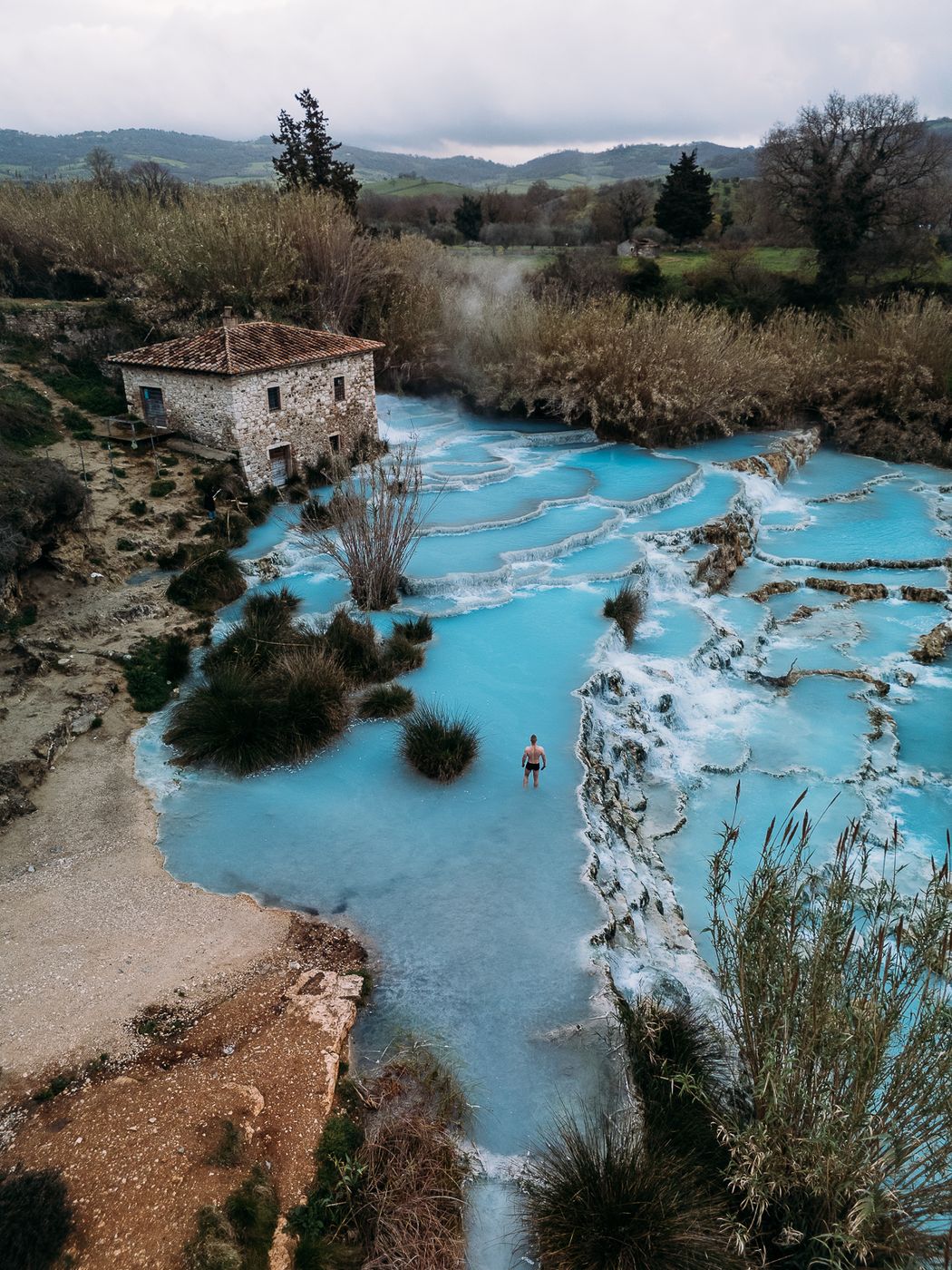 Cascate del Mulino Hot Springs Saturnia (Drone), Italy