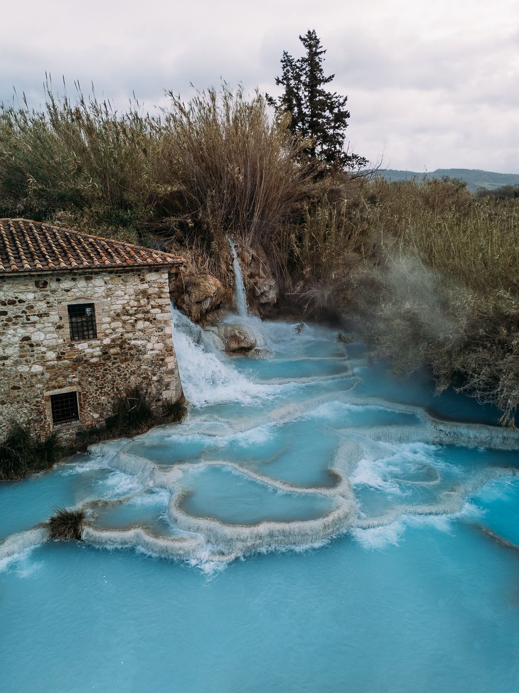 Cascate del Mulino Hot Springs Saturnia (Drone), Italy