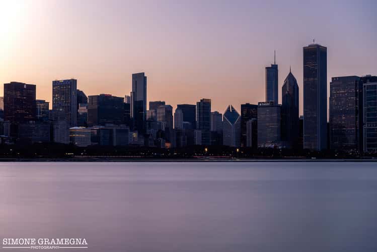 Chicago downtown from the Shedd Aquarium
