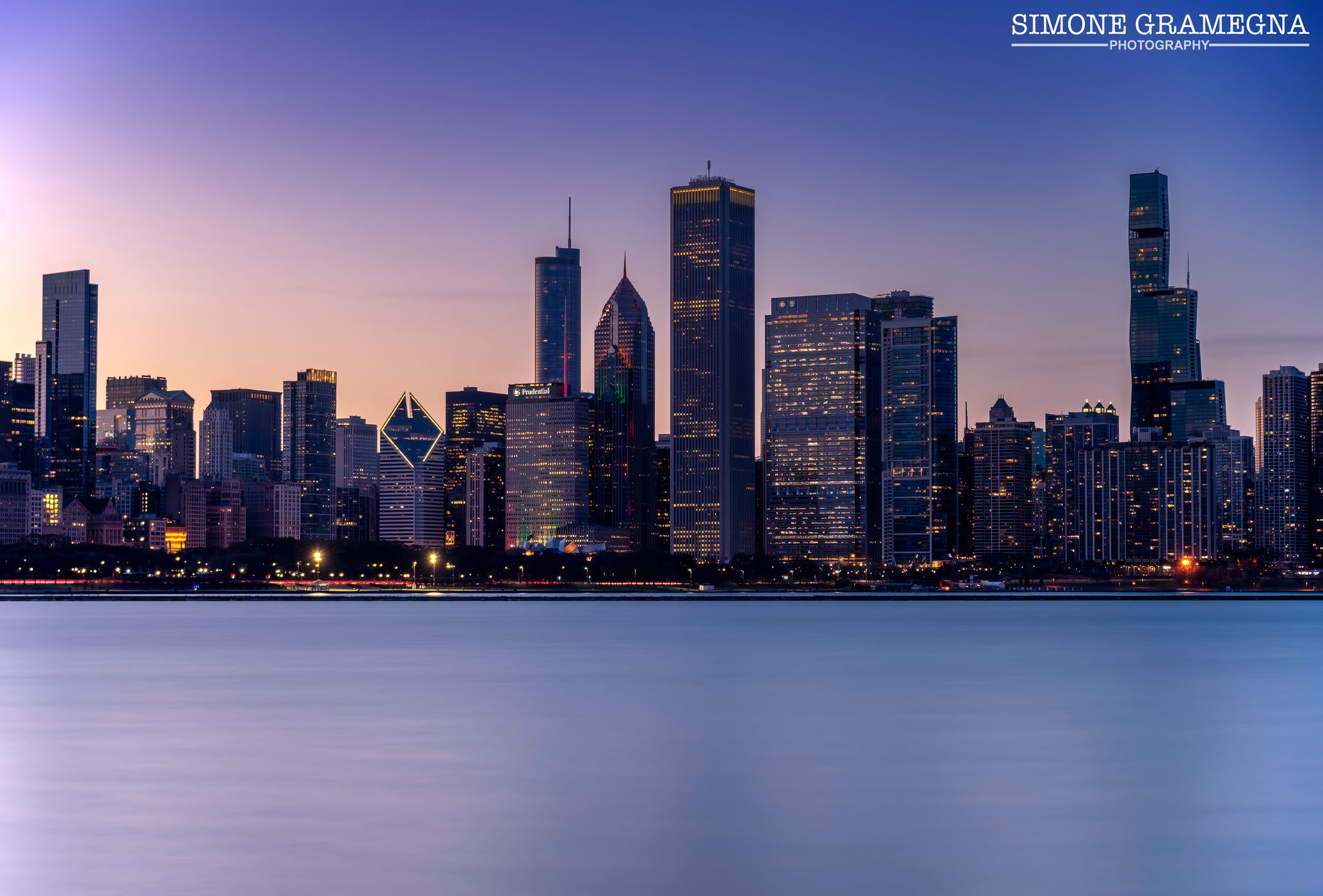 Chicago downtown from the Shedd Aquarium, USA