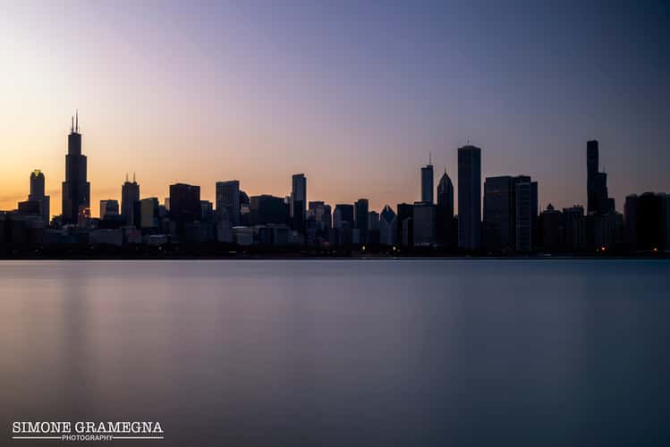 Chicago downtown from the Shedd Aquarium