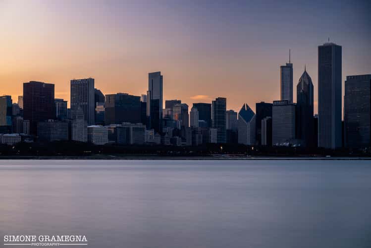 Chicago downtown from the Shedd Aquarium