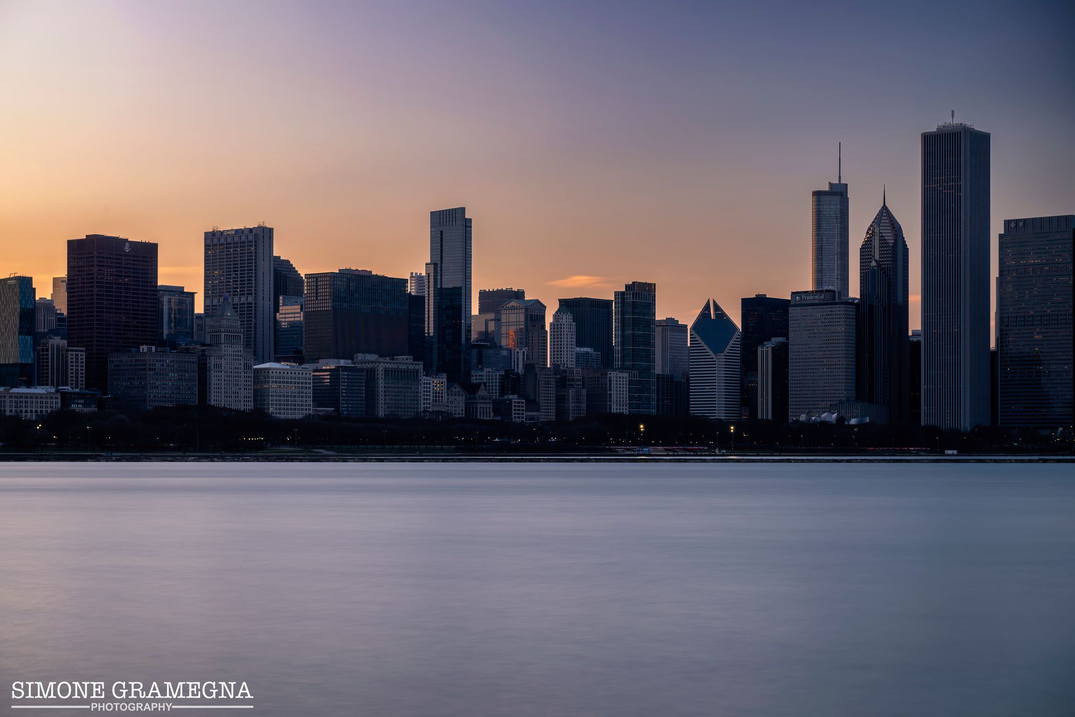 Chicago downtown from the Shedd Aquarium, USA