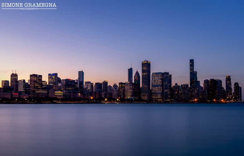 Chicago downtown from the Shedd Aquarium
