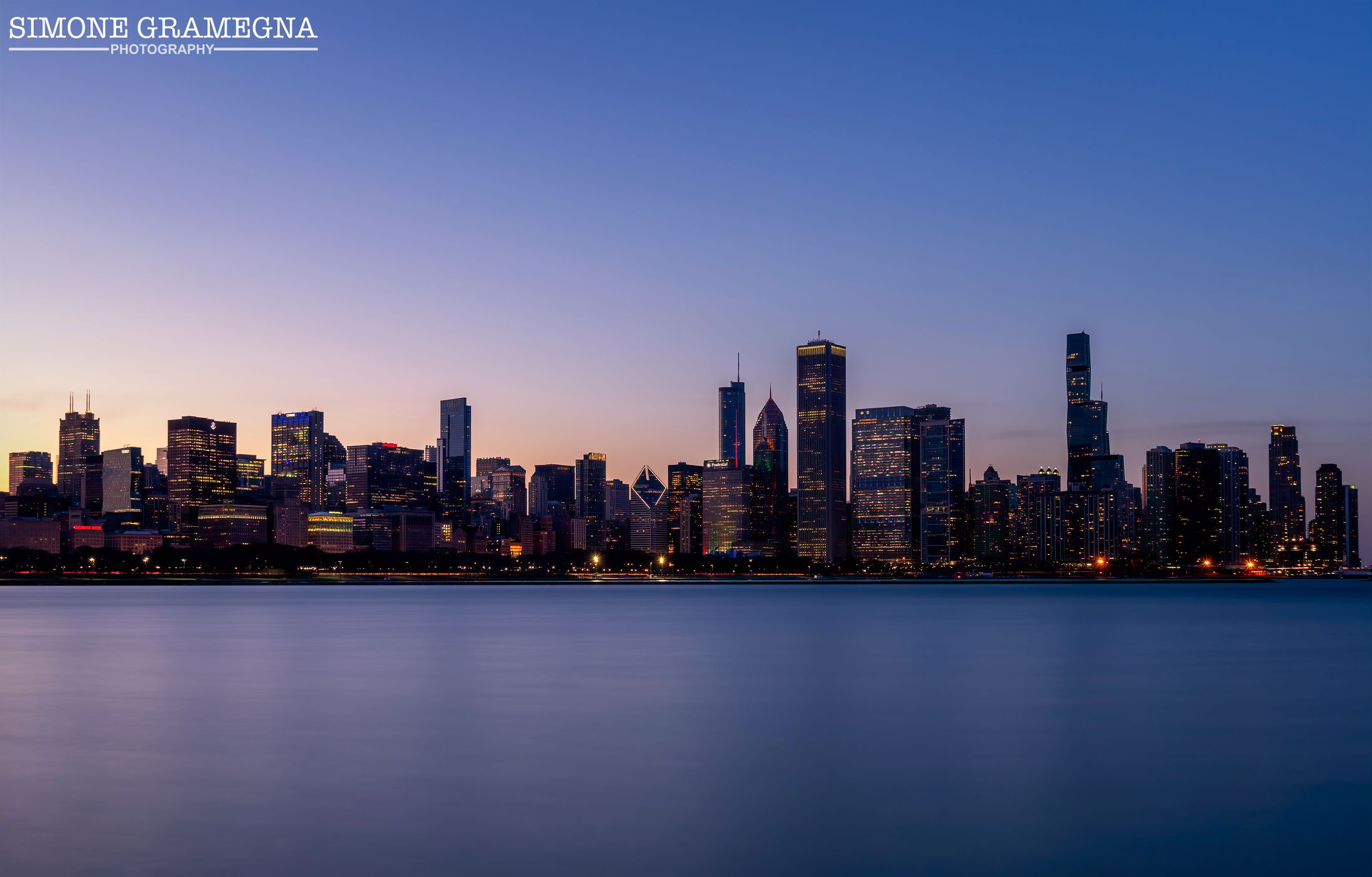 Chicago downtown from the Shedd Aquarium, USA