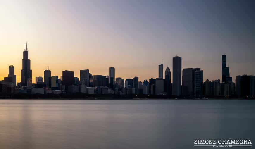 Chicago downtown from the Shedd Aquarium