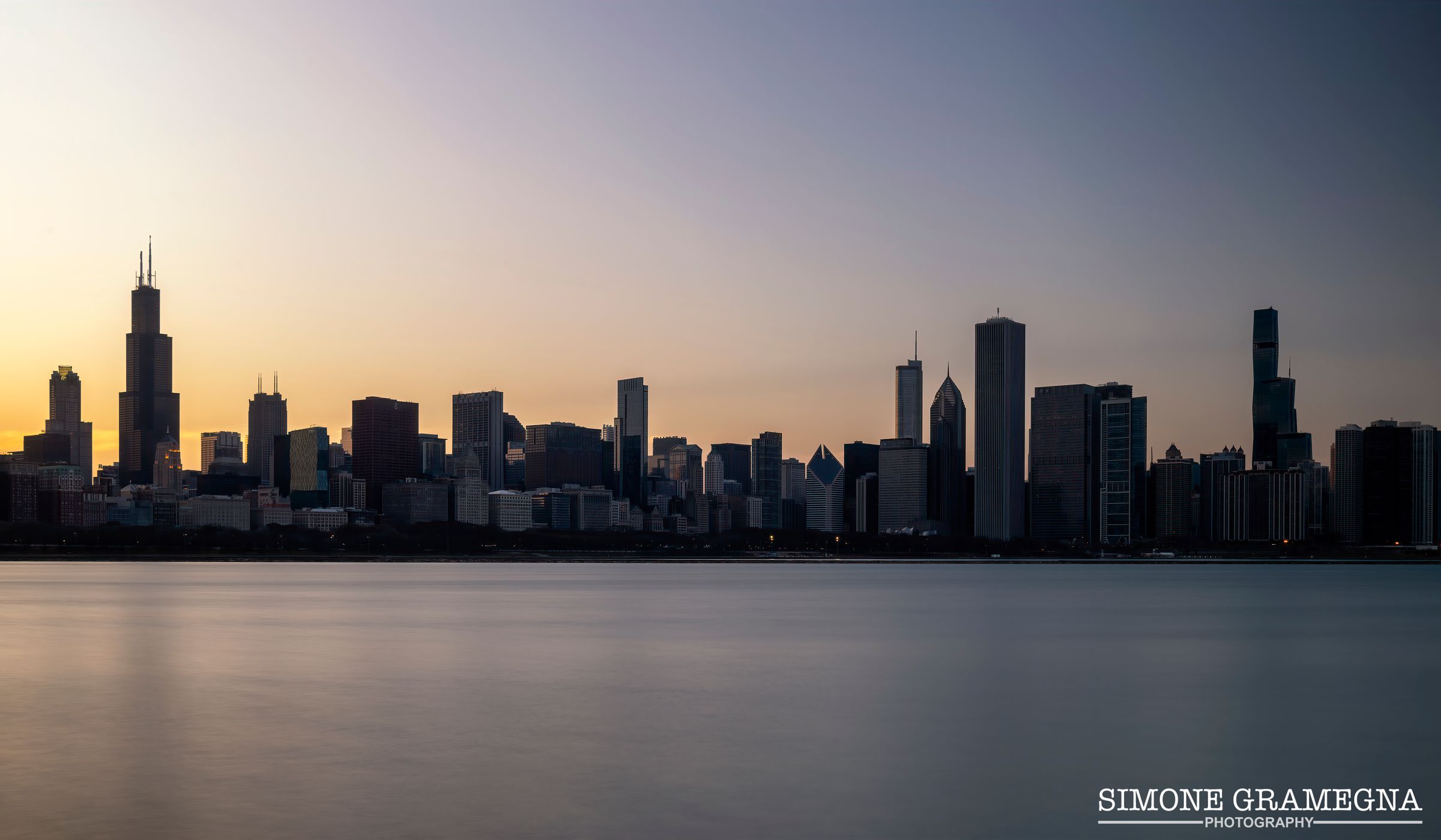 Chicago downtown from the Shedd Aquarium, USA