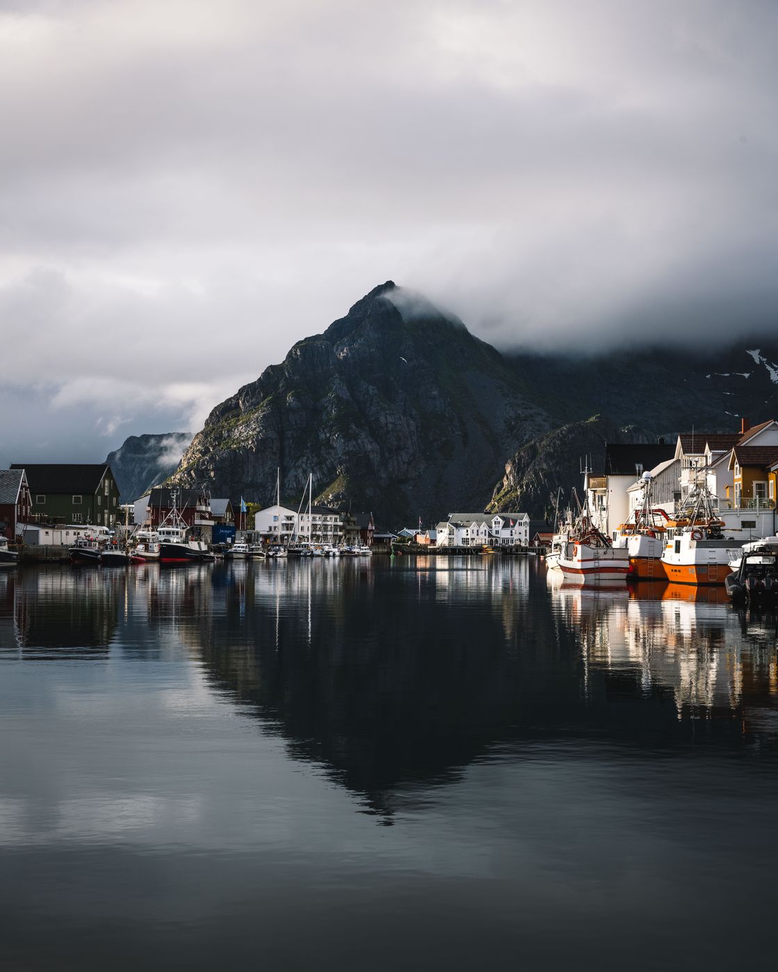 Classic harbour view of Henningsvær, Norway