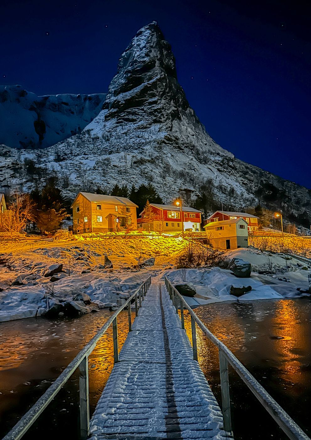 Horn from wooden bridge viewpoint, Reine, Lofoten, Norway